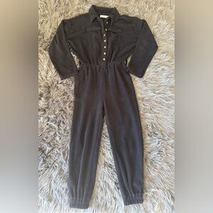 Free People Chenille Onesie Jumpsuit Black Size XS Button Front